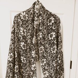 Black Cream Floral Stole Scarf Wrap